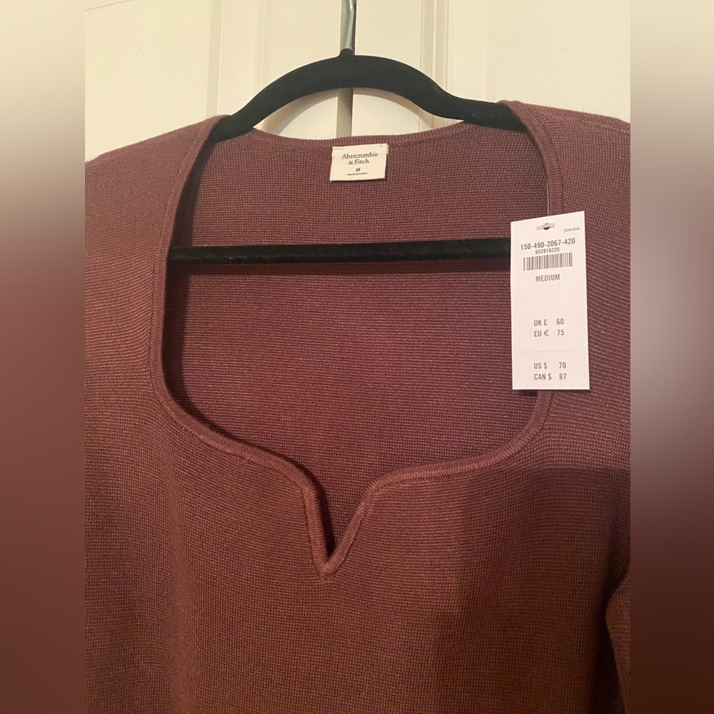 Chocolate brown sweater bodysuit with sweetheart neckline Abercrombie & fitch